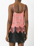 floral embroidered fringed hem top