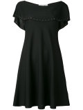 ruffled-collar shift dress