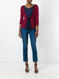 tied front striped blouse