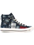 tartan patch hi-top sneakers