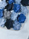 flower appliqué denim shorts