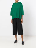 Ribbed wide funnel neck top