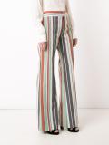 striped flared trousers