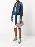 geometric print zipped clutch