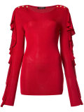 ruffled button shoulder blouse