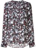 floral print collarless shirt