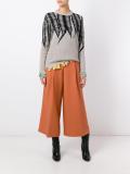 intarsia frayed contrast hem jumper