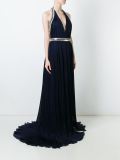 embellished trim pleated gown