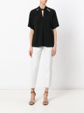 keyhole cutout draped blouse