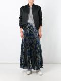 long pleated lamé skirt