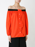 off shoulder button up blouse