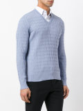 textured V-neck sweater 