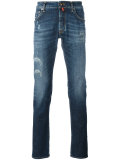 distressed finish jeans