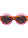 glitter tortoiseshell round sunglasses