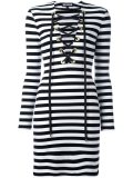 striped lace up dress
