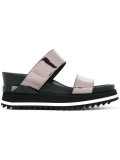 metallic straps platform sandals