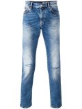 distressed straight-leg jeans