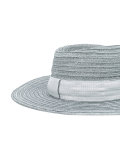 ribbon-trimmed boater hat