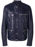 press stud leather jacket