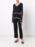 striped v-neck jumper