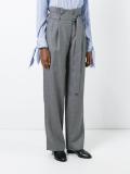 high-rise belted straight trousers
