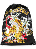 tiger embroidered drawstring backpack