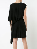 asymmetric sleeves V-neck dress