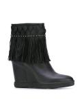 concealed platform fringed boots
