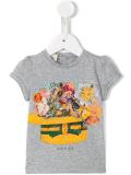 bird flower hat print T-shirt