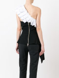 one shoulder frill trim top