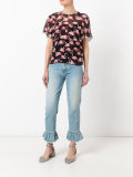 flamingo print blouse