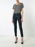 striped distressed trim T-shirt
