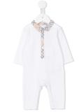 checked placket collar romper