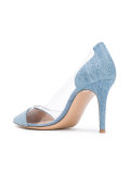 Plexi denim pumps