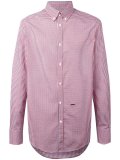button collar checked shirt