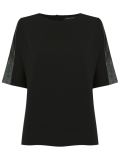 leather panel blouse