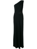 one-shoulder slit panel gown 