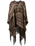 ethnic motif knit poncho
