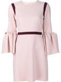 trim panel flared sleeve shift dress