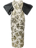 floral print strapless gown
