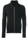 zipped ribbed cardigan