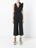 sleeveless ruffle front jumpsuit