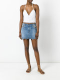 scallop hem denim skirt