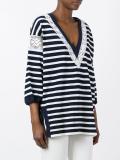 striped v-neck jumper