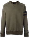 distressed sleeve stripe sweatshirt