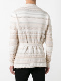 multi-pattern belted cardigan