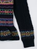 crew neck intarsia cardigan