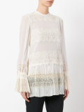 lace panel pleated blouse 
