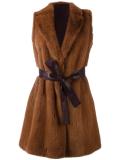 sleeveless belted jacket
