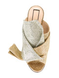 metallic glittery mules